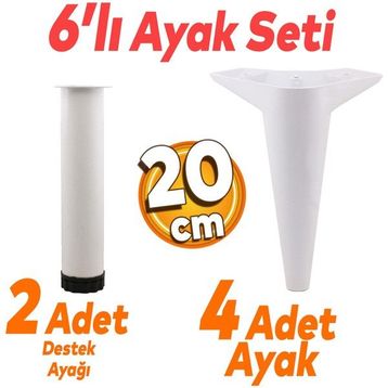 Badem10 Aspen 6'lı 20 cm Ayak Beyaz Set Mobilya TV Ünitesi Çekyat Koltuk Kanepe Baza Destek Ayağı