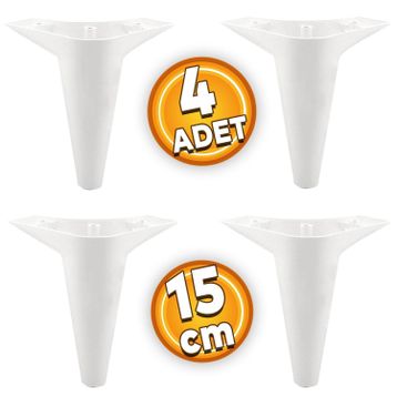 Badem10 Aspen Beyaz 15 cm Ayak 4 Adet Mobilya Kanepe Sehpa Tv Ünitesi Baza Koltuk Ayağı