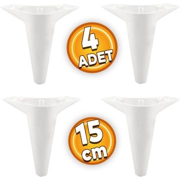 Badem10 Aspen Beyaz 15 cm Ayak 4 Adet Mobilya Kanepe Sehpa Tv Ünitesi Baza Koltuk Ayağı