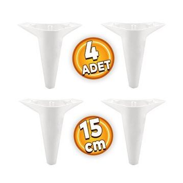 Badem10 Aspen Beyaz 15 cm Ayak 4 Adet Mobilya Kanepe Sehpa Tv Ünitesi Baza Koltuk Ayağı