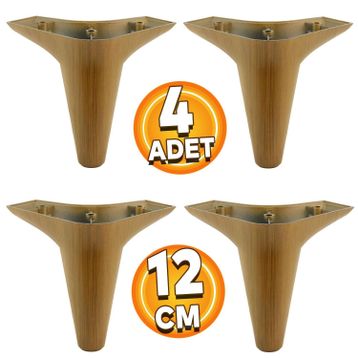 Badem10 Aspen Lüks 12 cm Kahverengi Ahşap Desenli Baza 4 Adet Mobilya Kanepe Sehpa Tv Ünitesi Koltuk Ayağı