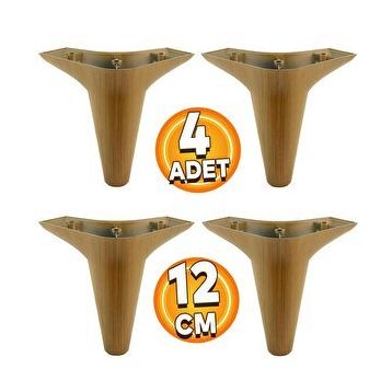 Badem10 Aspen Lüks 12 cm Kahverengi Ahşap Desenli Baza 4 Adet Mobilya Kanepe Sehpa Tv Ünitesi Koltuk Ayağı