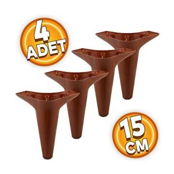 Badem10 Aspen Lüks 15 cm 4 Adet Kahverengi Ahşap Desenli Baza Mobilya Kanepe Sehpa TV Ünitesi Koltuk Ayağı