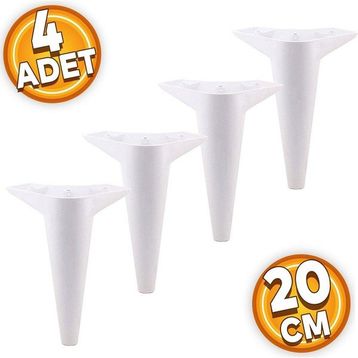Badem10 Aspen Lüks 4 Adet 20 cm Beyaz Baza Mobilya Kanepe Sehpa TV Ünitesi Koltuk Ayağı