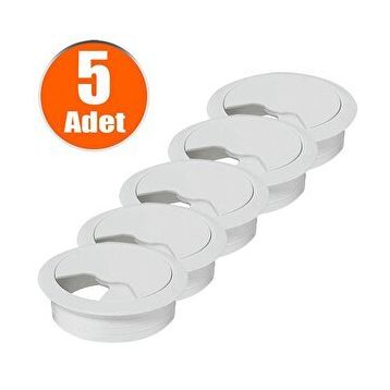 Badem10 Beyaz 5x6 cm Masa Üstü Kablo Kanalı Deliği Kapağı