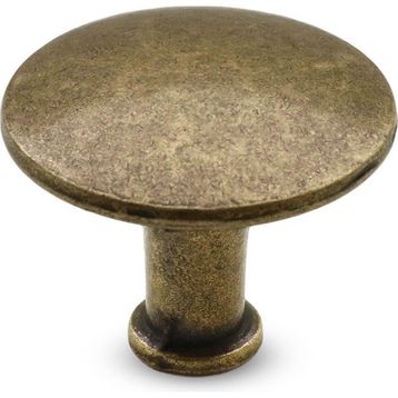 Badem10 Big Düğme Çekmece Dolap Kapak Antik Sarı Metal Kulp