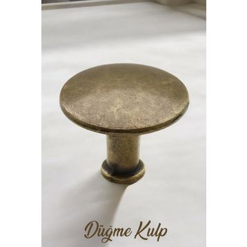 Badem10 Big Düğme Çekmece Dolap Kapak Antik Sarı Metal Kulp