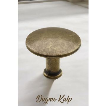 Badem10 Big Düğme Çekmece Dolap Kapak Antik Sarı Metal Kulp