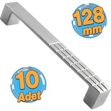 Badem10 Bihter Desenli Mutfak Çekmece Dolap Kapak Krom 10 Adet 128 mm Metal Kulp
