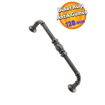 Badem10 Buket Mobilya Mutfak Dolabı Çekmece Dolap Kapak Antik Gümüş 128 mm Metal Kulp