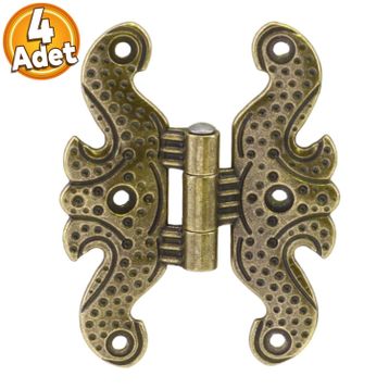 Badem10 Büyük Antik Sarı 4 Adet Mobilya Dolap Kapak Hobi Metal Kelebek Menteşe