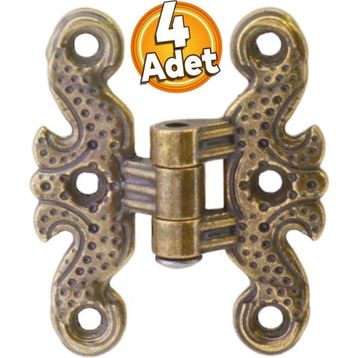 Badem10 Büyük Antik Sarı 4 Adet Mobilya Dolap Kapak Hobi Metal Kelebek Menteşe