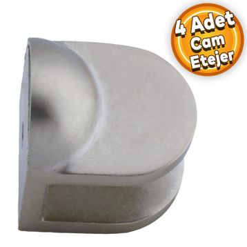 Badem10 Cam Etejeri Metal U Tipi Vidalı Saten 4 Adet Cam Tutucu Ahşap Raf Tutucu