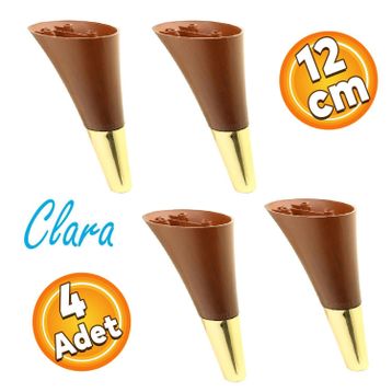 Badem10 Clara Kahverengi Gold Renk 12 cm Mobilya Kanepe Sehpa TV Ünitesi Baza Koltuk Ayağı