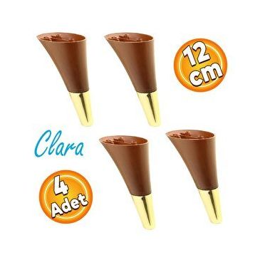 Badem10 Clara Kahverengi Gold Renk 12 cm Mobilya Kanepe Sehpa TV Ünitesi Baza Koltuk Ayağı