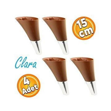 Badem10 Clara Kahverengi Krom Renk 15 cm Mobilya Kanepe Sehpa TV Ünitesi Baza Koltuk Ayağı