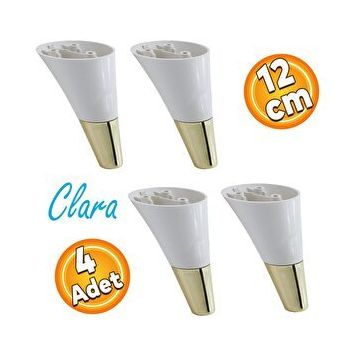 Badem10 Clara Krem Gold Renk 12 cm 4 Adet Mobilya Kanepe Sehpa TV Ünitesi Baza Koltuk Ayağı