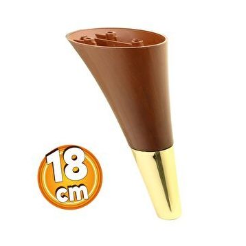 Badem10 Clara Mobilya Ahşap Desenli Ceviz Altın Renk 18 cm Kanepe Sehpa TV Ünitesi Baza Koltuk Ayağı
