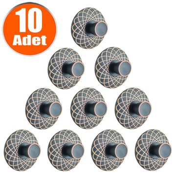 Badem10 Dinar Antik Bakır Metal 10 Adet Çekmece Dolap Kapak Kulbu