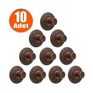 Badem10 Dinar Antik Bakır Metal 10 Adet Çekmece Dolap Kapak Kulbu