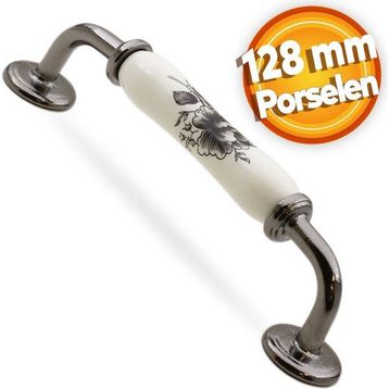 Badem10 Elcalvario 128 mm Beyaz Füme Lüks Porselen Mobilya Çekmece Dolap Kapak Kulbu