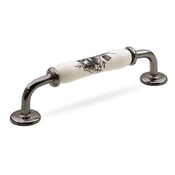 Badem10 Elcalvario 128 mm Beyaz Füme Lüks Porselen Mobilya Çekmece Dolap Kapak Kulbu