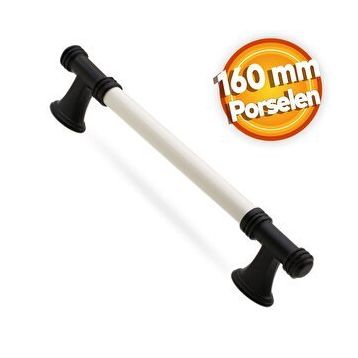 Badem10 Enspel 160 mm Beyaz Mat Siyah Lüks Porselen Mobilya Çekmece Dolap Kapak Kulbu