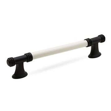 Badem10 Enspel 192 mm Beyaz Mat Siyah Lüks Porselen Mobilya Çekmece Dolap Kapak Kulbu