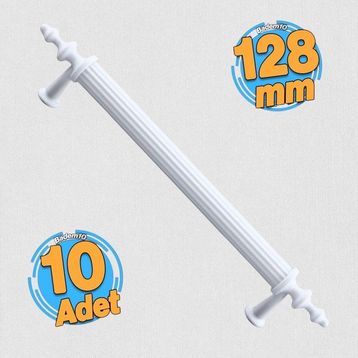 Badem10 Erciyes Mutfak Çekmece Dolap Kapak Beyaz 10 Adet 128 mm Metal Kulp