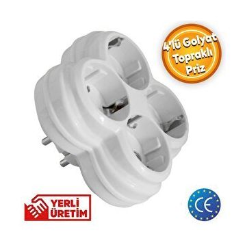 Badem10 Golyat 4'lü Topraklı Çocuk Korumalı Çoklu Priz