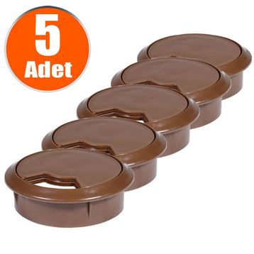 Badem10 Kahverengi 5x6 cm Masa Üstü Kablo Kanalı Deliği Kapağı