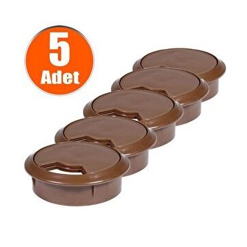 Badem10 Kahverengi 5x6 cm Masa Üstü Kablo Kanalı Deliği Kapağı