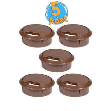 Badem10 Kahverengi 5x6 cm Masa Üstü Kablo Kanalı Deliği Kapağı