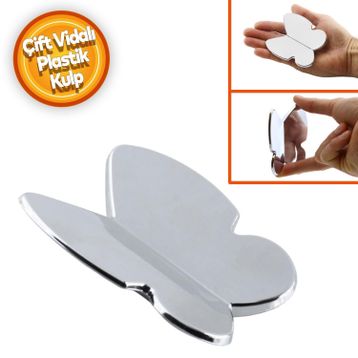 Badem10 Kelebek Çocuk Bebek Genç Odası Çekmece Dolap Kapak Plastik Krom 32 mm Kulp