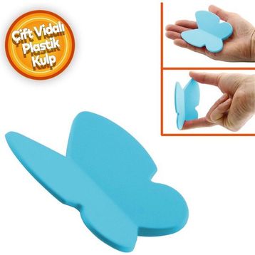 Badem10 Kelebek Çocuk Bebek Genç Odası Çekmece Dolap Kapak Plastik Mat Mavi 32 mm Kulp