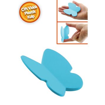 Badem10 Kelebek Çocuk Bebek Genç Odası Çekmece Dolap Kapak Plastik Mat Mavi 32 mm Kulp