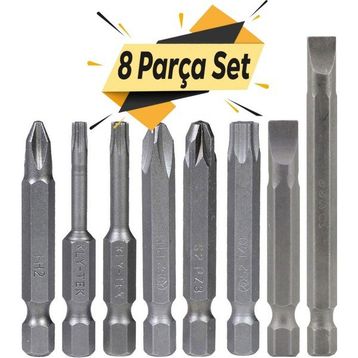 Badem10 Klytek Matkap Bits Düz Yıldız Torx 8 Parça Vidalama Ucu