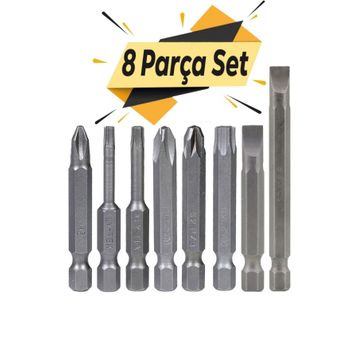Badem10 Klytek Matkap Bits Düz Yıldız Torx 8 Parça Vidalama Ucu