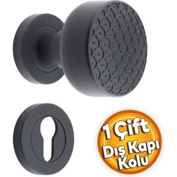 Badem10 Linda Kapı Tokmağı Topuzu Kolu Siyah Kapı Kolu Yale Sağa Sola Uygun Metal Tokmak