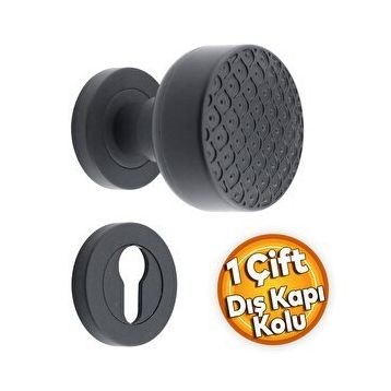 Badem10 Linda Kapı Tokmağı Topuzu Kolu Siyah Kapı Kolu Yale Sağa Sola Uygun Metal Tokmak