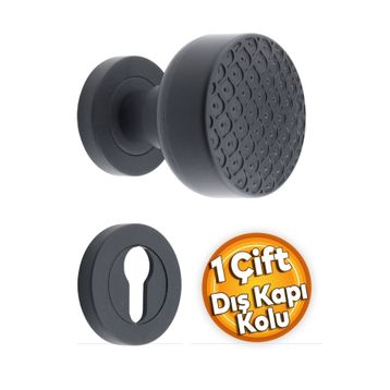 Badem10 Linda Kapı Tokmağı Topuzu Kolu Siyah Kapı Kolu Yale Sağa Sola Uygun Metal Tokmak