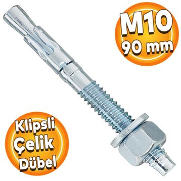 Badem10 M10x90 mm Klipsli Çelik Dübel