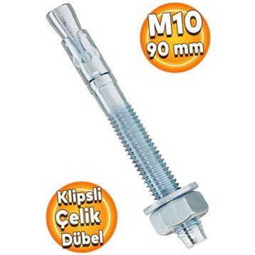 Badem10 M10x90 mm Klipsli Çelik Dübel