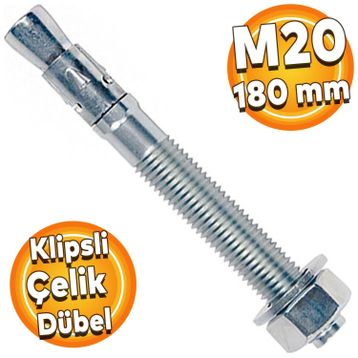 Badem10 M20x180 mm Klipsli Çelik Dübel