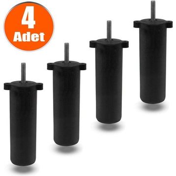 Badem10 M8 Civata Ayarlı Siyah Ayak 13 cm 4 Adet Kanepe Baza Koltuk Destek Ayağı