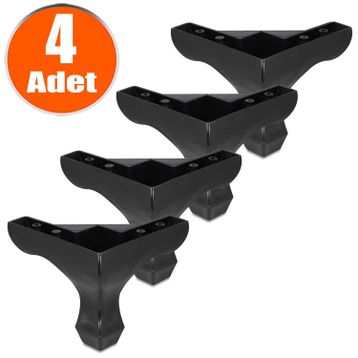 Badem10 M8 Civata Ayarlı Siyah Ayak 13 cm 4 Adet Kanepe Baza Koltuk Destek Ayağı
