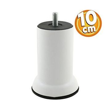 Badem10 M8 Civata Beyaz Metal Ayak 10 cm Mobilya Metal Kanepe Baza Koltuk Destek Ayağı