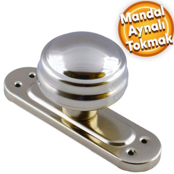 Badem10 Mandal Aynalı Kapı Tokmağı Topuzu Kolu Nikel Metal Tokmak