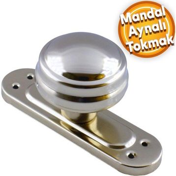 Badem10 Mandal Aynalı Kapı Tokmağı Topuzu Kolu Nikel Metal Tokmak
