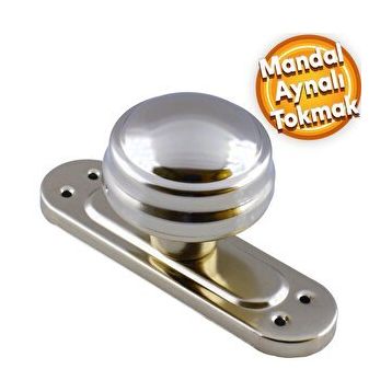 Badem10 Mandal Aynalı Kapı Tokmağı Topuzu Kolu Nikel Metal Tokmak